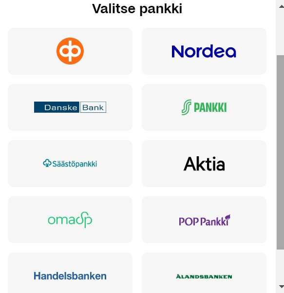 Ilman rekisteröitymistä pankit