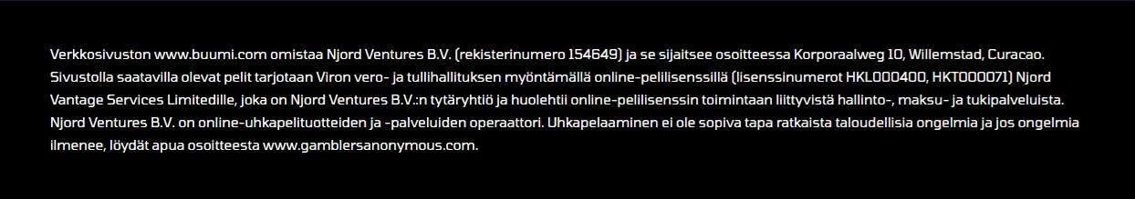 Kasinolisenssi löytyy alaosasta.