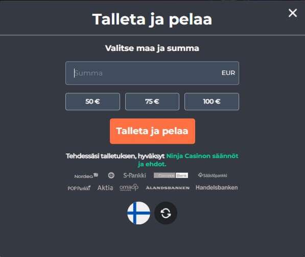 Zimpler tallettaminen